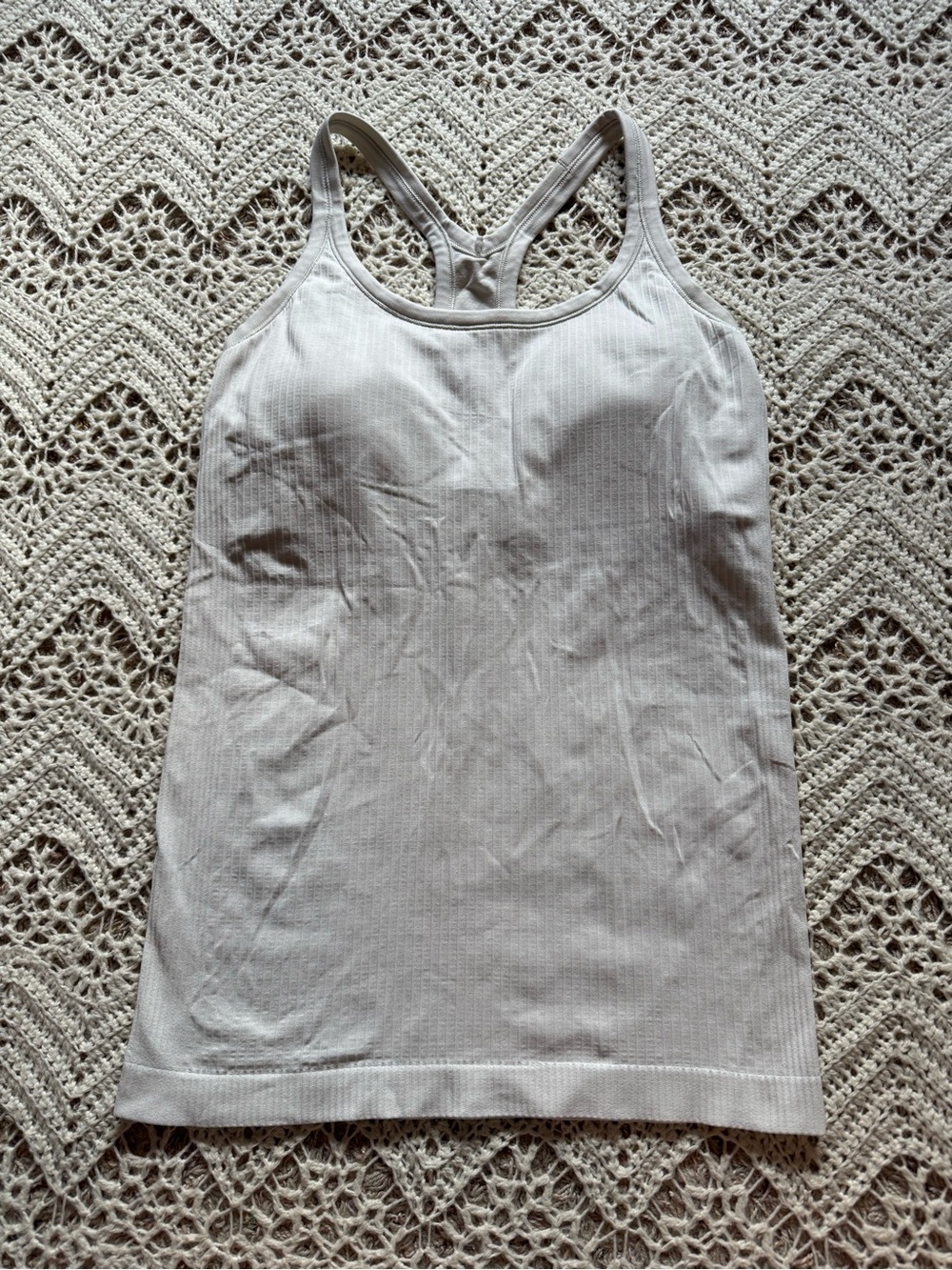 Lululemon Ebb to Street Tank Top
Bone Ribbed White Size 8 Workout Top Shelf Bra
